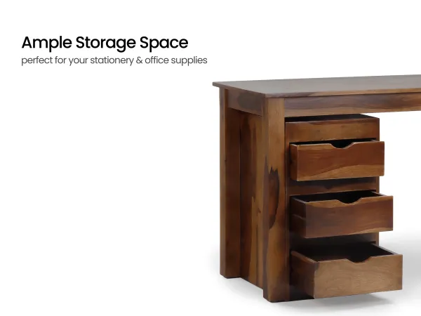 Alexa Study Table with Wooden Chair and Bookshelf